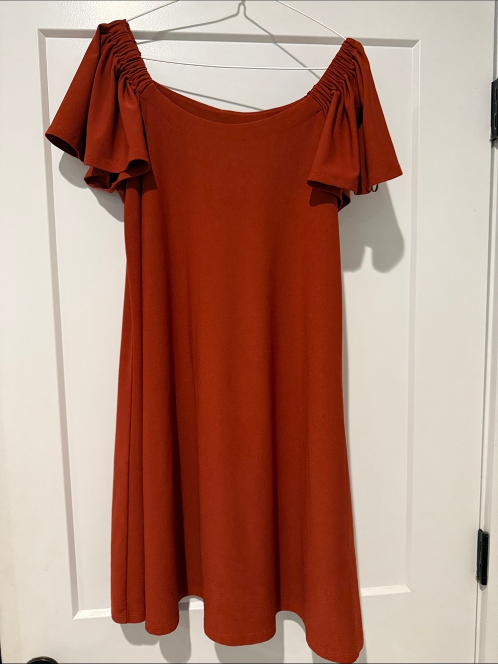 Signature by Robbie Bee Flutter Dress in Burnt Orange
